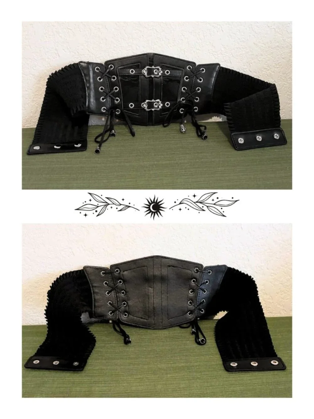 Goth Witchy Faux Leather Corset Waist Belt Lace Up Buckle Steampunk Fantasy